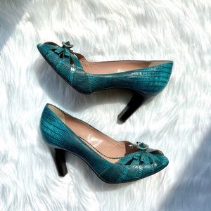 🤩 3/$13 Franco Sarto Teal Open Toe High Heels 8